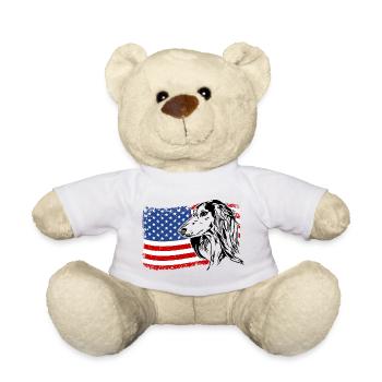 Saluki America Flag Dog Dogs Wilsigns - Teddy Bear - white - Front