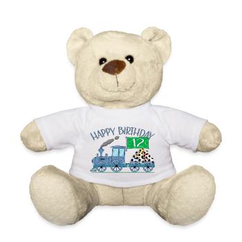 Train pour enfants Chemin de fer Joyeux anniversaire Football 12 - Nounours - blanc - Devant