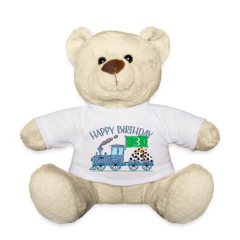 Children's Train Railway Happy Birthday Football 3 - Teddy Bear - white - Front