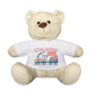 Schulanfang 2023 Eisenbahn mit Fußball rosa - Teddy - Weiß - Vorne