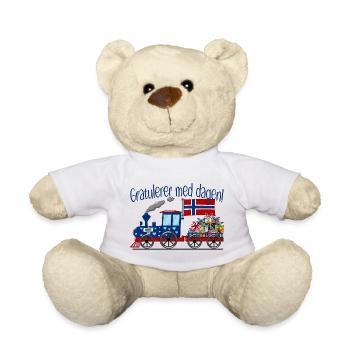 Gratulerer med dagen Norwegen Geschenke Eisenbahn - Teddy - Weiß - Vorne