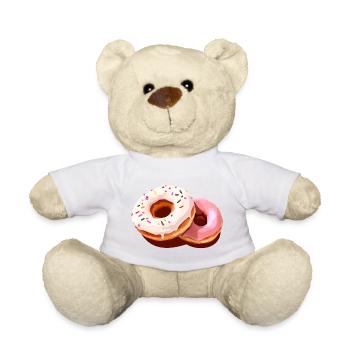 Colorful Doughnut Print on Casual Wear - Teddy Bear - white - Front