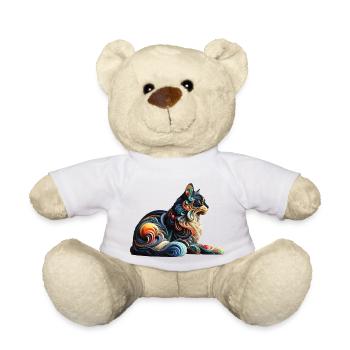 Bunte abstrakte Katze - Teddy - Weiß - Vorne