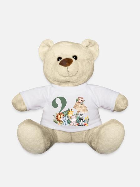 Personalisierte Safari zum 2. Geburtstag - Teddy - Weiß