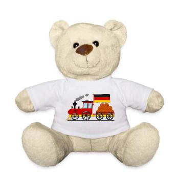 Deutschland Flagge Basketball Eisenbahn - Teddy - Weiß - Vorne
