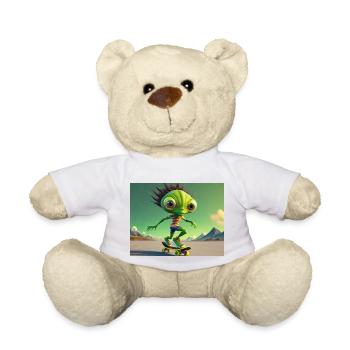 mignon petit vert rétro alien Planche à roulettes - Nounours - blanc - Devant