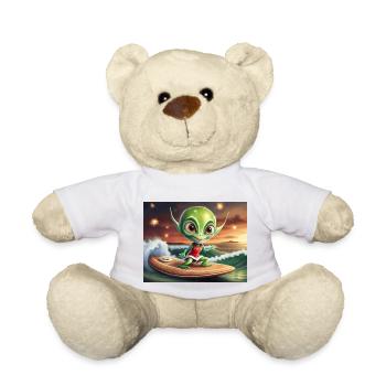 mignon petit vert rétro vintage alien surf - Nounours - blanc - Devant