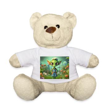 mignon petit vert rétro extraterrestre jardin de travail - Nounours - blanc - Devant