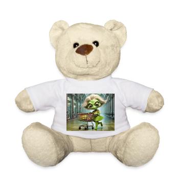 cute little green retro vintage alien everyday - Teddy Bear - white - Front