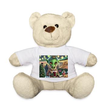 mignon petit vert rétro vintage alien tous les jours - Nounours - blanc - Devant