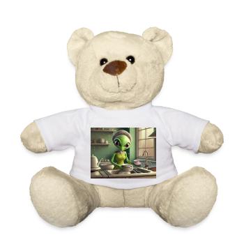 niedliche kleine grüne retro vintage alien jeden tag - Teddy - Weiß - Vorne