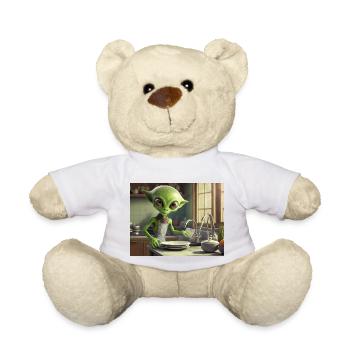 niedliche kleine grüne retro vintage alien jeden tag - Teddy - Weiß - Vorne