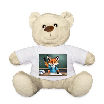 mignon petit renard démon levant la main - Nounours - blanc - Devant