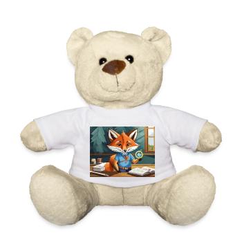 Mignon petit renard démon cours de géographie - Nounours - blanc - Devant