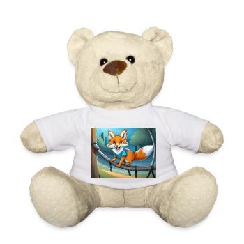 mignon petit renard démon jouant sur une aire de jeux - Nounours - blanc - Devant