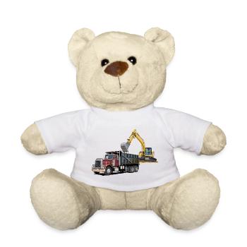Lastwagen mit Bagger - Teddy - Weiß - Vorne