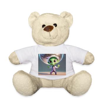 cute little green retro vintage alien dancing - Teddy Bear - white - Front