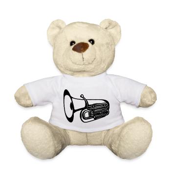 Tuba Drawing - Teddy Bear - white - Front