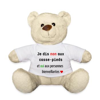 No to Troublemakers, Yes Caring People - Teddy Bear - white - Front