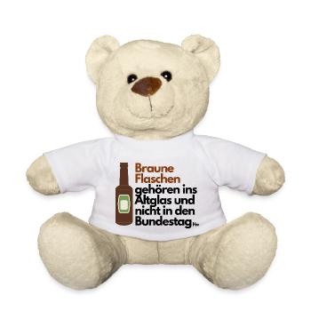Braune Flaschen ins Altglas nicht in den Bundestag - Teddy - Weiß - Vorne