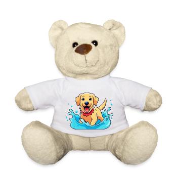 Joyeux Labrador Retriever éclaboussant dans l’Art de la piscine - Nounours - blanc - Devant