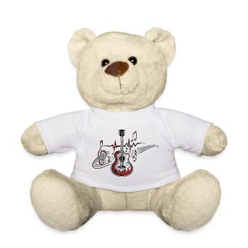 Herzschlag Gitarre Musiknoten Puls - Teddy - Weiß - Vorne