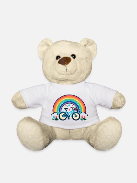 Regenbogen Fahrrad Freude Design - Teddy - Weiß