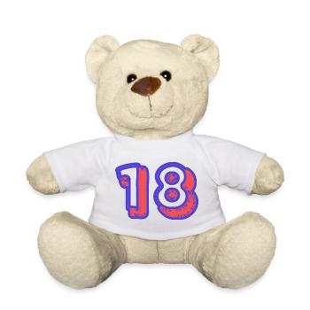 18. 18 JAHRE ALT. 18-JÄHRIGES JUBILÄUM. GEBURTSTAG 18 JAHRE. - Teddy - Weiß - Vorne