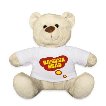 Grosse bulle de pensée rouge dans la TÊTE DE BANANE délavée - Nounours - blanc - Devant