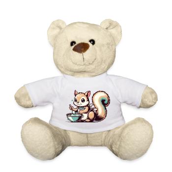 Cute cartoon squirrel baking cake - Teddy Bear - white - Front
