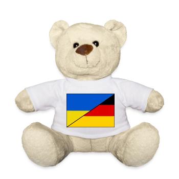 Drapeau de l’Ukraine et de l’Allemagne, écusson - Nounours - blanc - Devant