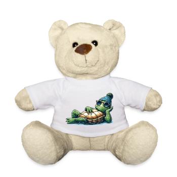 Chill Toad Turtle Cool Chill Gift - Teddy Bear - white - Front