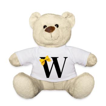 Lettre w nœud jaune - Nounours - blanc - Devant
