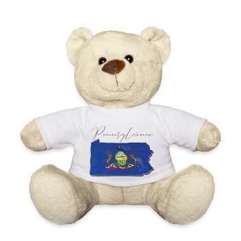 Pennsylvania Flagge in Pennsylvania Landkarte PA - Teddy - Weiß - Vorne