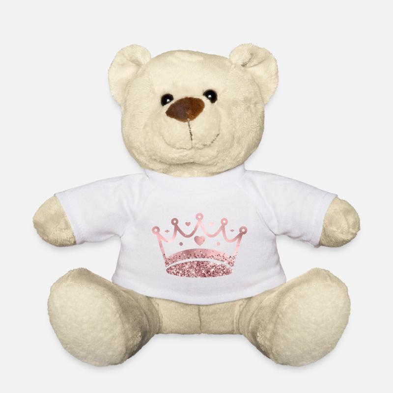 Königin/König Krone Glitter personalisierbar - Teddy - Weiß