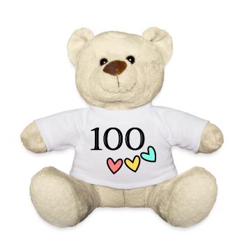 100. 100 JAHRE. 100-JÄHRIGES JUBILÄUM. GEBURTSTAG 100 - Teddy - Weiß - Vorne