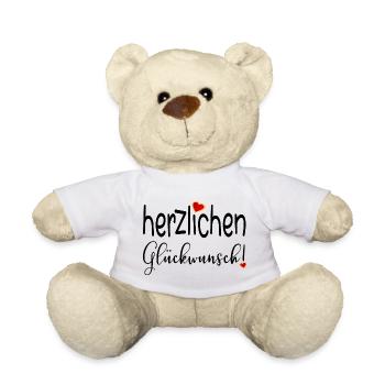 HERZLICHEN GLÜCKWUNSCH HERZ - Teddy - Weiß - Vorne