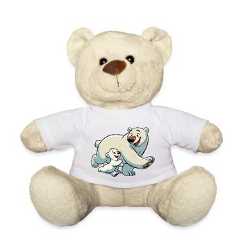 Eisbärenmutter mit herumtollendem Kind - Teddy - Weiß - Vorne