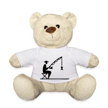 Angler with route and fish - Teddy Bear - white - Front