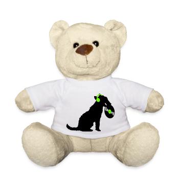 chien DJ musique jouer club disco disque vinyle fun - Nounours - blanc - Devant