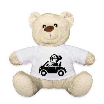 Oma im Auto - Teddy - Weiß - Vorne
