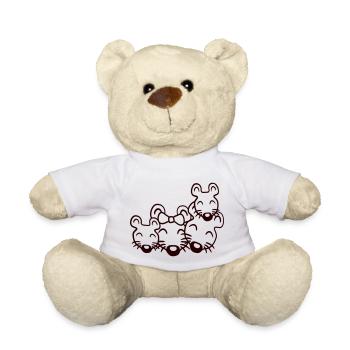 4 Mäuse Familie Zwei Kinder Mama Papa Eltern Süß - Teddy - Weiß - Vorne