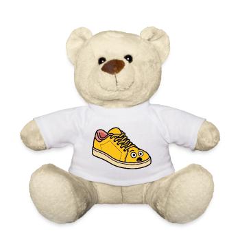 Surprised Shoe – Funny Cartoon Shoe - Teddy Bear - white - Front