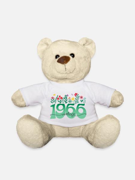 1966 Blumen 60 Jahre Jubiläum Frau - Teddy - Weiß