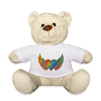 Coeur arc-en-ciel avec des ailes - Nounours - blanc - Devant