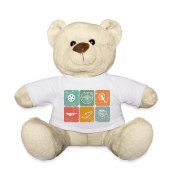 Biking Cycling Vintage Bicycle Parts Cyclist Gifts - Teddy - Weiß - Vorne