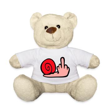 Snail Middle Finger Insult Wanker Fuck You - Teddy Bear - white - Front