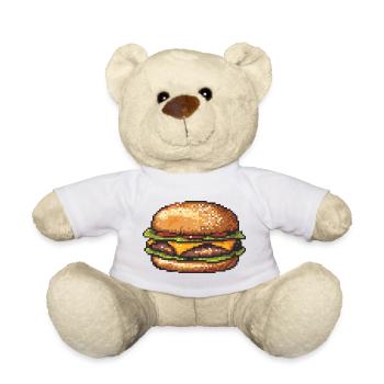8Bit Hamburger Pixel Art - Teddy Bear - white - Front