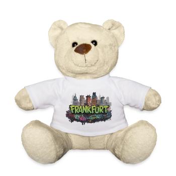 Frankfurt Graffiti Skyline Street-Art Ghetto Style - Teddy Bear - white - Front