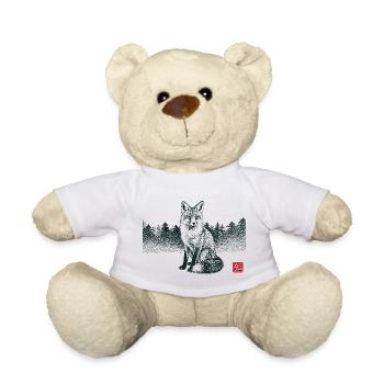 Kitsune Fuchs mit Hanko Stempel - Teddy - Weiß - Vorne